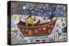 Dog Boat Crow Color-Jill Mayberg-Stretched Canvas