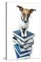 Dog Book Stack-Javier Brosch-Stretched Canvas