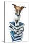 Dog Book Stack-Javier Brosch-Stretched Canvas