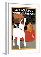 Dog by Rail-null-Framed Giclee Print