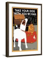 Dog by Rail-null-Framed Giclee Print