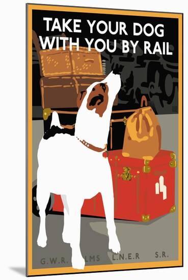 Dog by Rail-null-Mounted Giclee Print