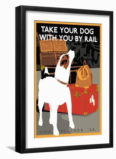 Dog by Rail-null-Framed Premium Giclee Print