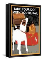 Dog by Rail-null-Framed Stretched Canvas