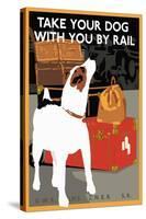 Dog by Rail-null-Stretched Canvas