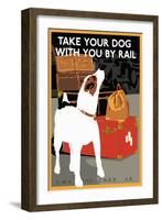 Dog by Rail-null-Framed Giclee Print