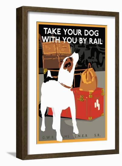 Dog by Rail-null-Framed Giclee Print