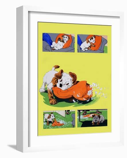 Dog Chewing Pillow-null-Framed Giclee Print