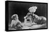 Dog, Child , and Chicken, What Are They Thinking?-null-Stretched Canvas