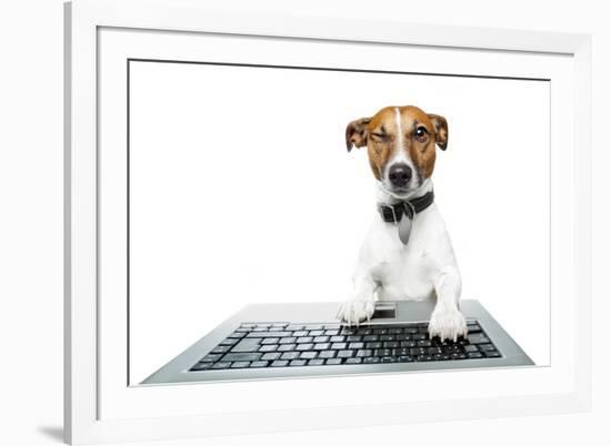 Dog Computer-Javier Brosch-Framed Photographic Print