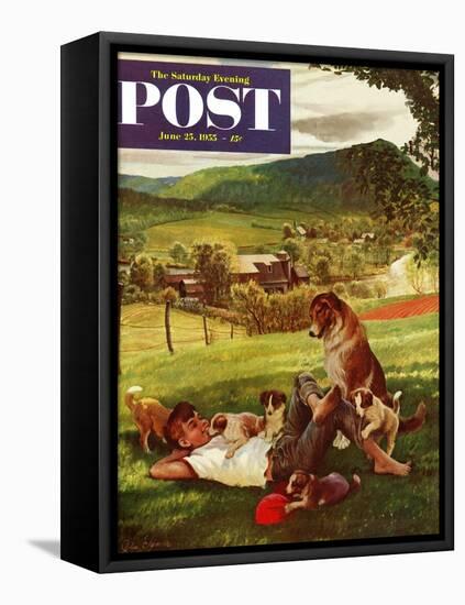 "Dog Days of Summer" Saturday Evening Post Cover, June 25, 1955-John Clymer-Framed Stretched Canvas