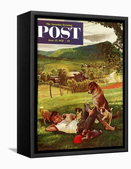 "Dog Days of Summer" Saturday Evening Post Cover, June 25, 1955-John Clymer-Framed Stretched Canvas