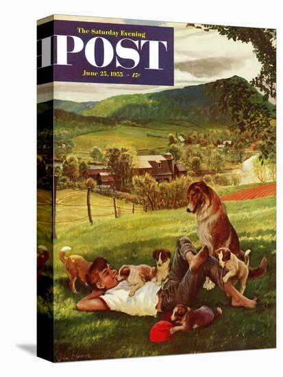 "Dog Days of Summer" Saturday Evening Post Cover, June 25, 1955-John Clymer-Stretched Canvas
