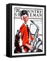 "Dog Doesn't Like Sax Sounds," Country Gentleman Cover, March 28, 1925-William Meade Prince-Framed Stretched Canvas