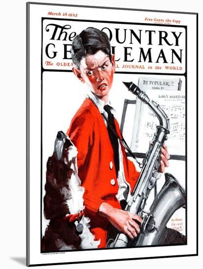 "Dog Doesn't Like Sax Sounds," Country Gentleman Cover, March 28, 1925-William Meade Prince-Mounted Giclee Print