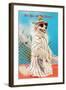 Dog Dressed in Beach Wear-null-Framed Art Print