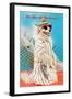 Dog Dressed in Beach Wear-null-Framed Art Print