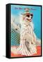 Dog Dressed in Beach Wear-null-Framed Stretched Canvas