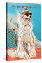 Dog Dressed in Beach Wear-null-Stretched Canvas