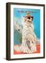 Dog Dressed in Beach Wear-null-Framed Art Print