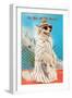 Dog Dressed in Beach Wear-null-Framed Art Print