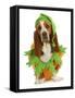 Dog Dressed Up for Halloween - Basset Hound Wearing Pumpkin Costume Sitting-Willee Cole-Framed Stretched Canvas