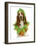 Dog Dressed Up for Halloween - Basset Hound Wearing Pumpkin Costume Sitting-Willee Cole-Framed Photographic Print