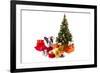 Dog Dressed Up in Santa Costume under Christmas Tree-Patryk Kosmider-Framed Photographic Print