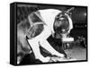 Dog Drinking Beer from Glass in Bar-null-Framed Stretched Canvas