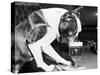 Dog Drinking Beer from Glass in Bar-null-Stretched Canvas