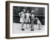 Dog Eating Ice Cream Cone Hidden behind Boy's Back-William Milnarik-Framed Premium Photographic Print