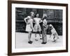 Dog Eating Ice Cream Cone Hidden behind Boy's Back-William Milnarik-Framed Photographic Print