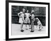 Dog Eating Ice Cream Cone Hidden behind Boy's Back-William Milnarik-Framed Photographic Print