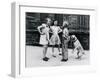 Dog Eating Ice Cream Cone Hidden behind Boy's Back-William Milnarik-Framed Photographic Print