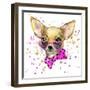 Dog Fashion T-Shirt Graphics. Dog Illustration with Splash Watercolor Textured Background. Unusual-Dabrynina Alena-Framed Art Print