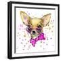 Dog Fashion T-Shirt Graphics. Dog Illustration with Splash Watercolor Textured Background. Unusual-Dabrynina Alena-Framed Art Print