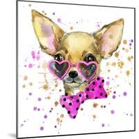 Dog Fashion T-Shirt Graphics. Dog Illustration with Splash Watercolor Textured Background. Unusual-Dabrynina Alena-Mounted Art Print