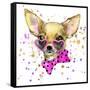 Dog Fashion T-Shirt Graphics. Dog Illustration with Splash Watercolor Textured Background. Unusual-Dabrynina Alena-Framed Stretched Canvas