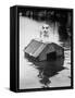 Dog Floating on Doghouse-Bettmann-Framed Stretched Canvas