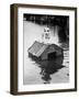 Dog Floating on Doghouse-Bettmann-Framed Photographic Print