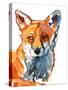 Dog fox, 2021, (mixed media on paper)-Mark Adlington-Stretched Canvas