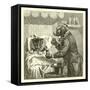 Dog Giving Pills to Sick Cat-null-Framed Stretched Canvas