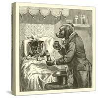 Dog Giving Pills to Sick Cat-null-Stretched Canvas