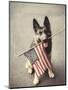 Dog Holding American Flag in Mouth-Robert Llewellyn-Mounted Premium Photographic Print