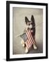 Dog Holding American Flag in Mouth-Robert Llewellyn-Framed Photographic Print