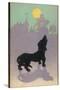 Dog Howls at the Full Moon-null-Stretched Canvas