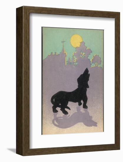 Dog Howls at the Full Moon-null-Framed Photographic Print