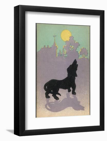 Dog Howls at the Full Moon-null-Framed Photographic Print