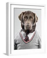 Dog in a sweater-Justin Paget-Framed Photographic Print