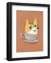 Dog in a teacup - Hannah Stephey Cartoon Dog Print-Hannah Stephey-Framed Art Print